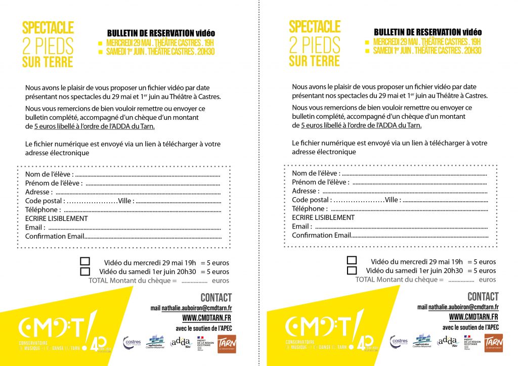 bulletin commande video spectacle 29 mai et 1 juin 24